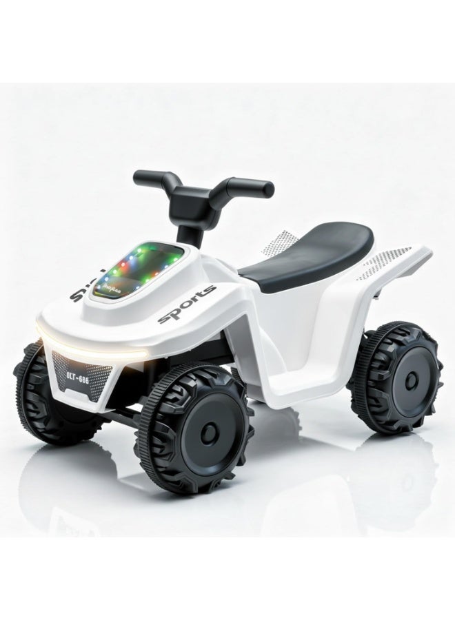 بيبي دراجة أطفال Giddy ATV تعمل بالبطارية | لعبة ركوب كهربائية قابلة لإعادة الشحن مع إضاءة ومنفذ USB وموسيقى | دراجة شاطئية كبيرة للأولاد والبنات من عمر 2 إلى 5 سنوات - Image 1